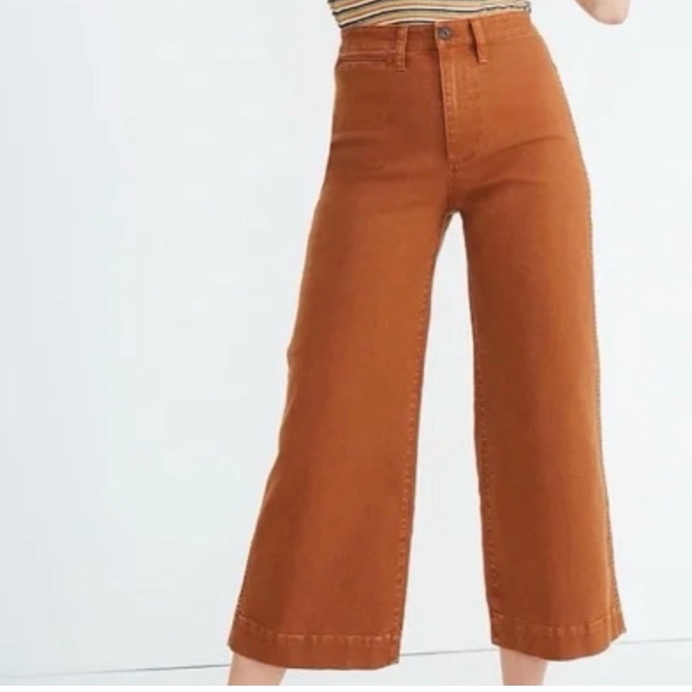 Madewell Orange High-Waist Wide Leg Pants